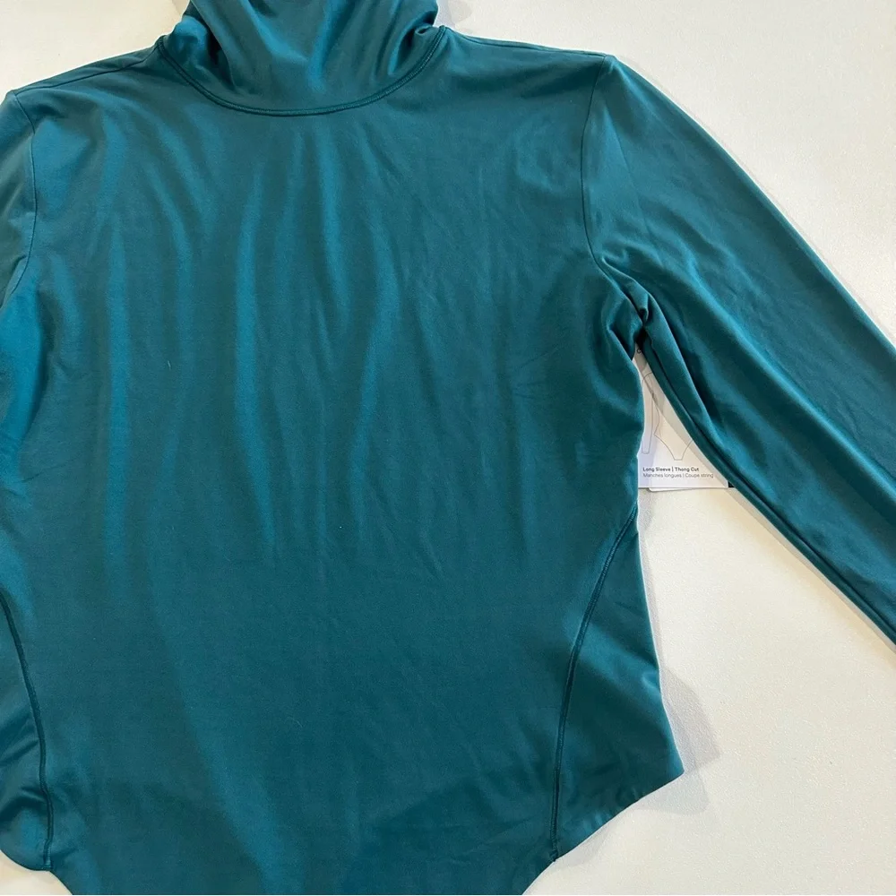 Lululemon Teal Turtleneck Seriously Soft Nulu Long Sleeve Bodysuit Womens Size L